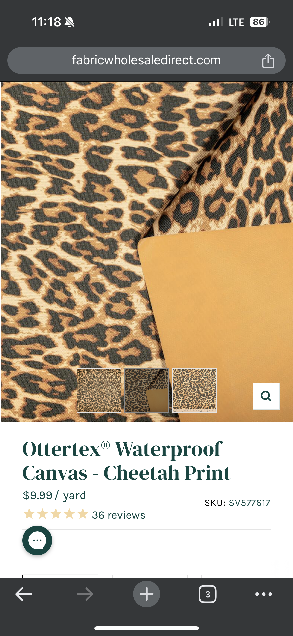 Ottertex Waterproof Canvas - Cheetah Print