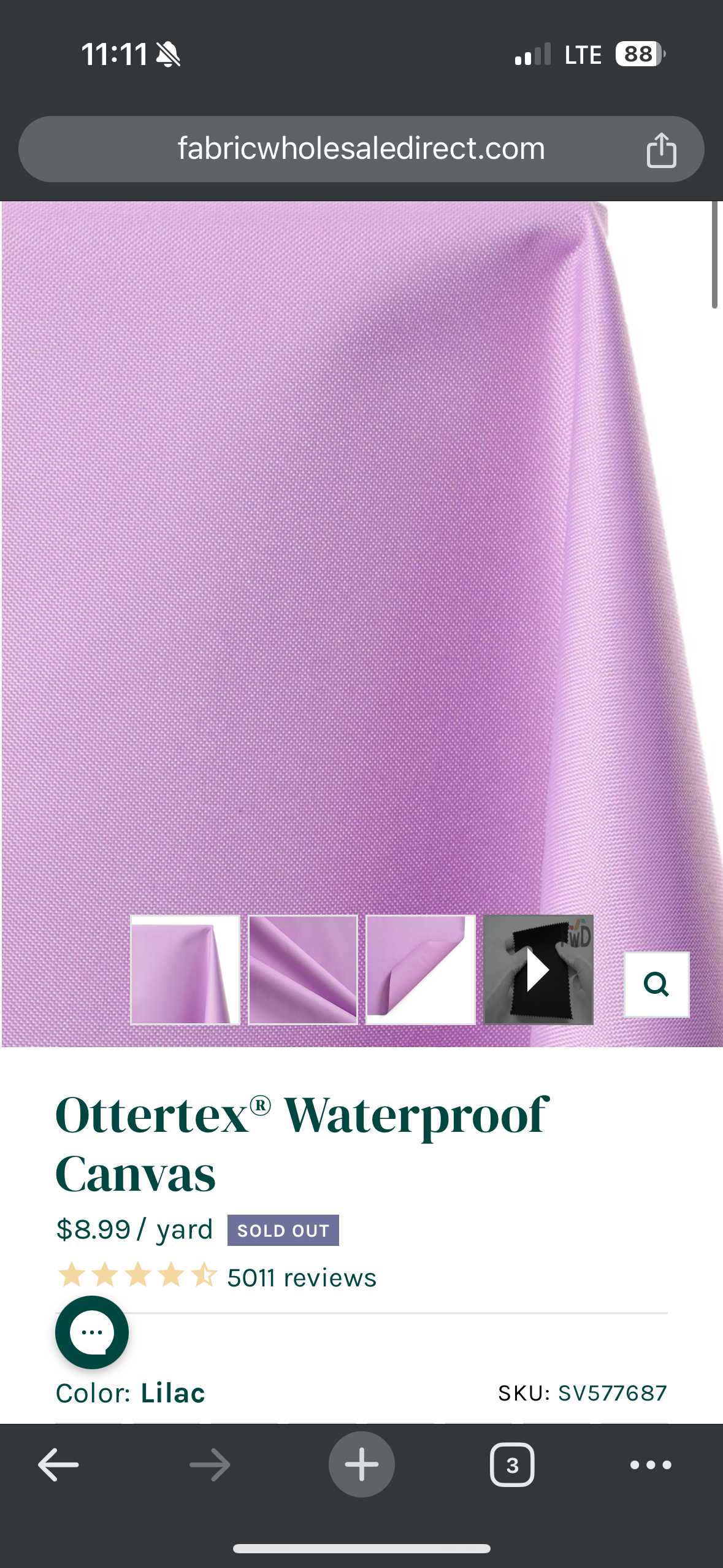 Ottertex Waterproof Canvas - Lilac