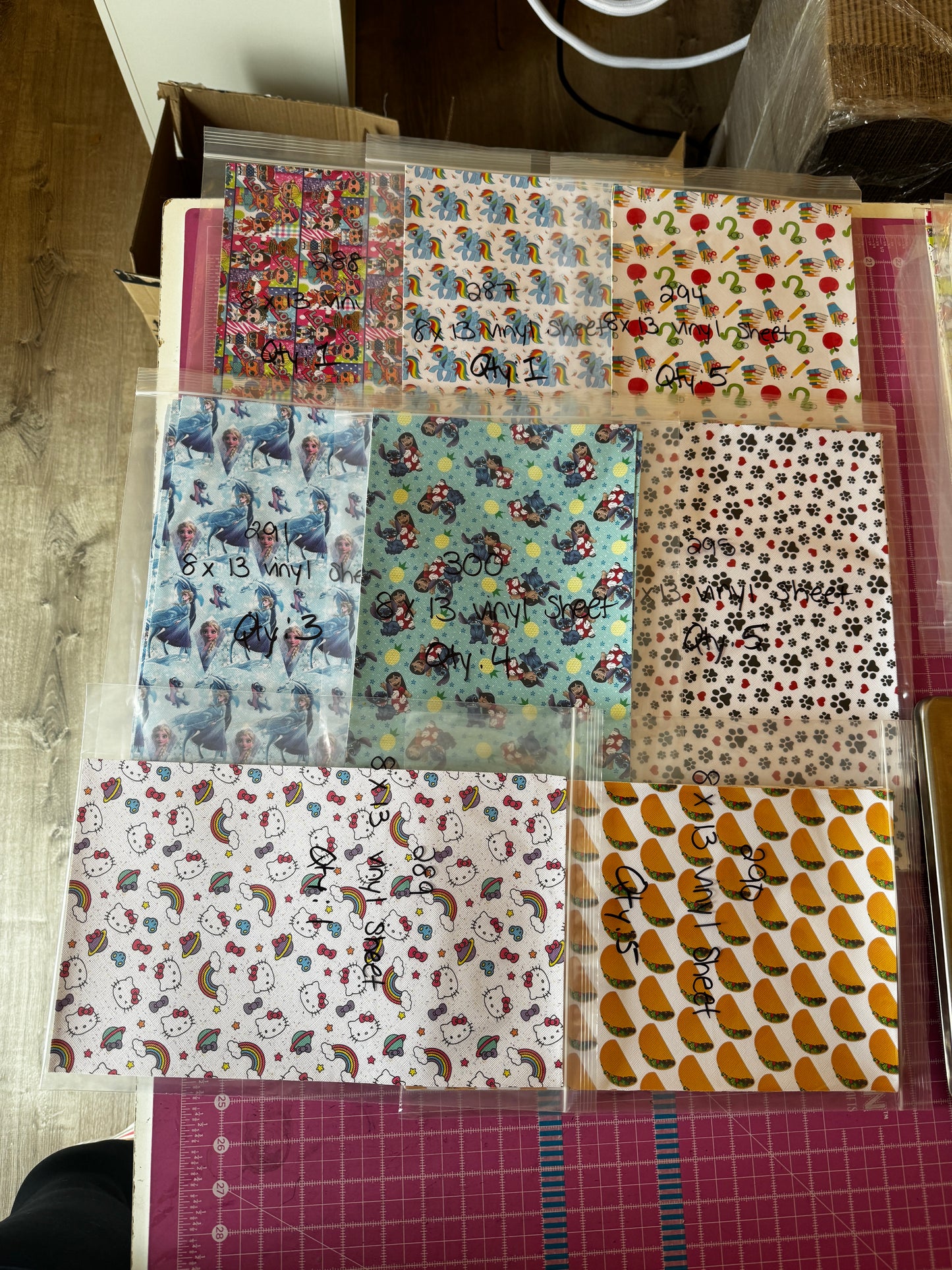 Vinyl sheet pack - 25 sheets **see photos for exact sheets and quantities**