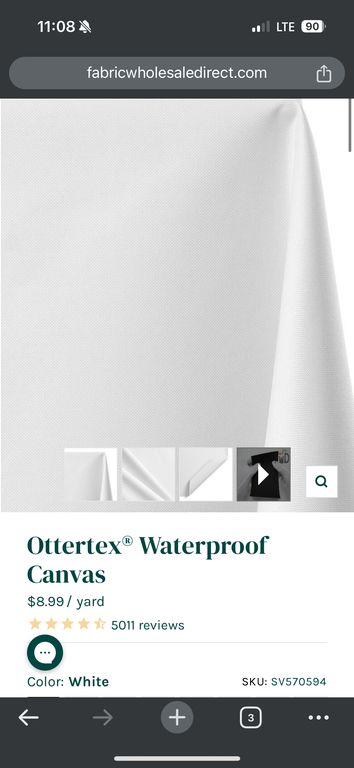 **Read description for condition** Ottertex Waterproof Canvas - White