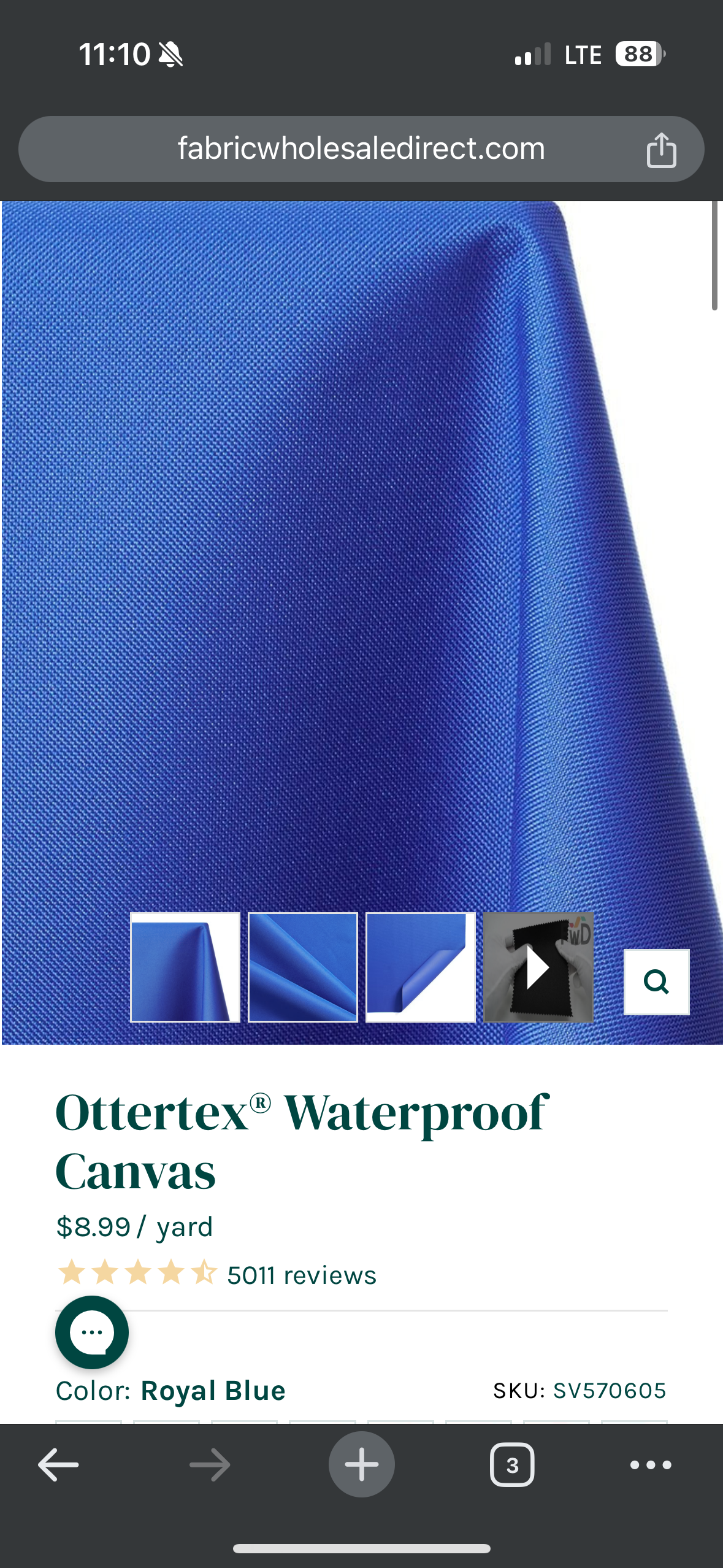 Ottertex Waterproof Canvas - Royal Blue