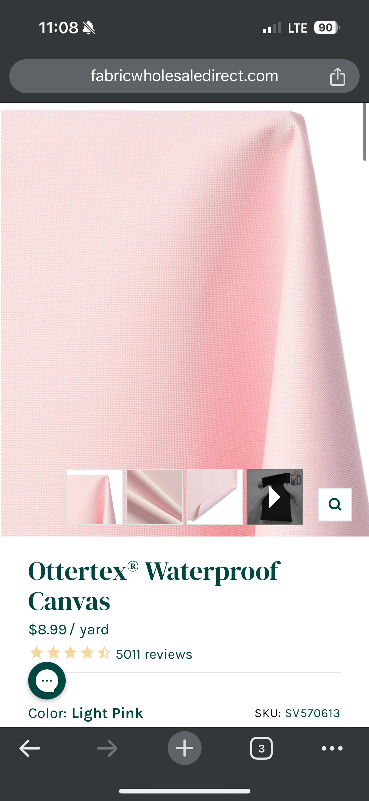 Ottertex Waterproof Canvas - Light Pink