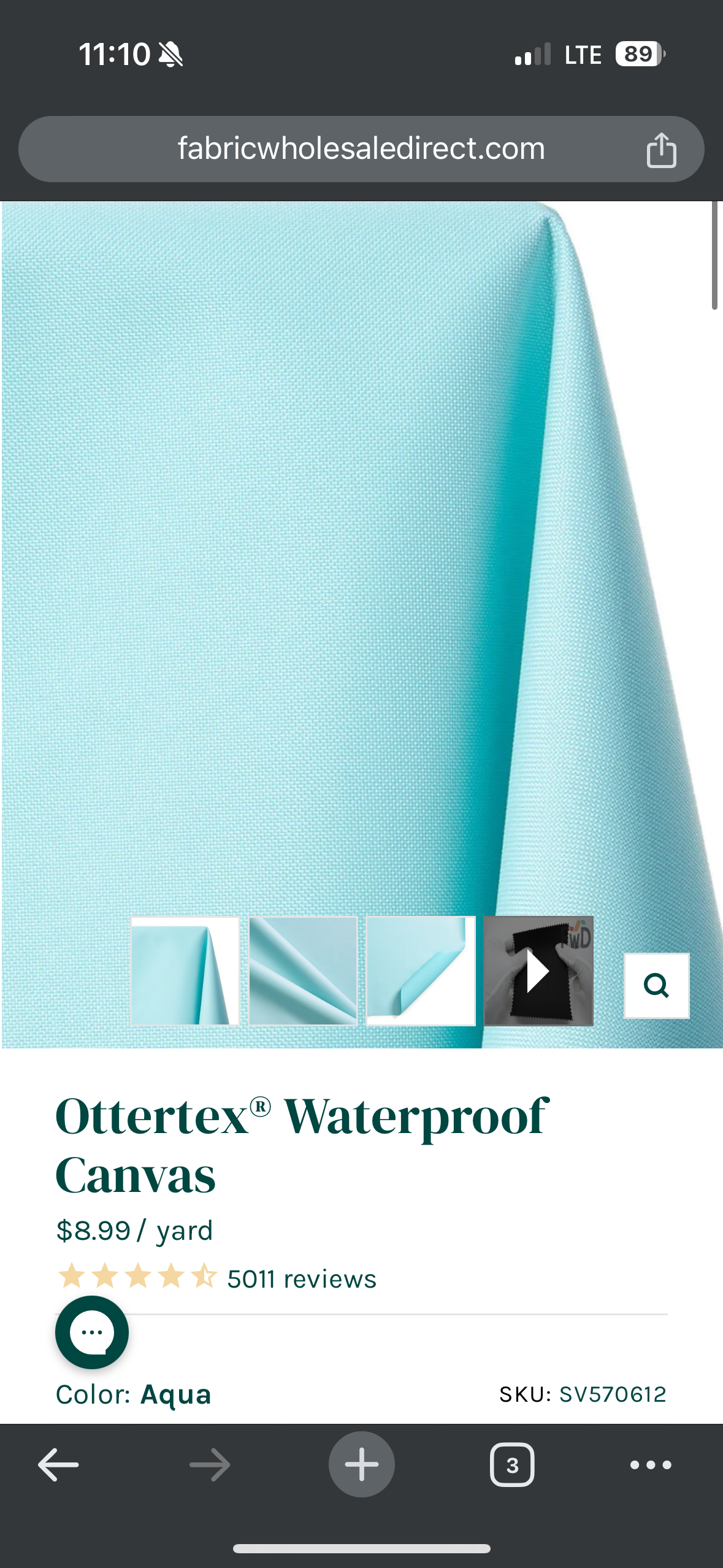 Ottertex Waterproof Canvas - Aqua