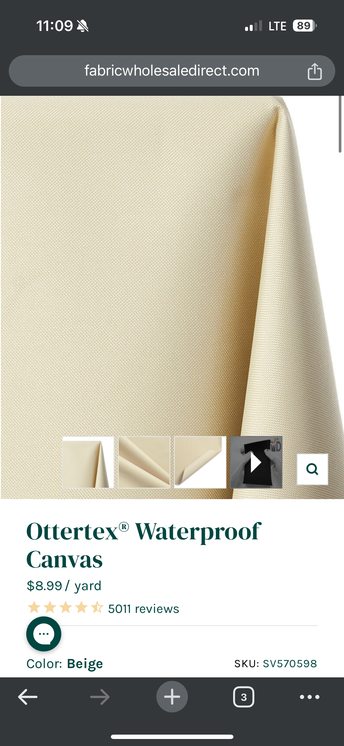 Ottertex Waterproof Canvas - Beige