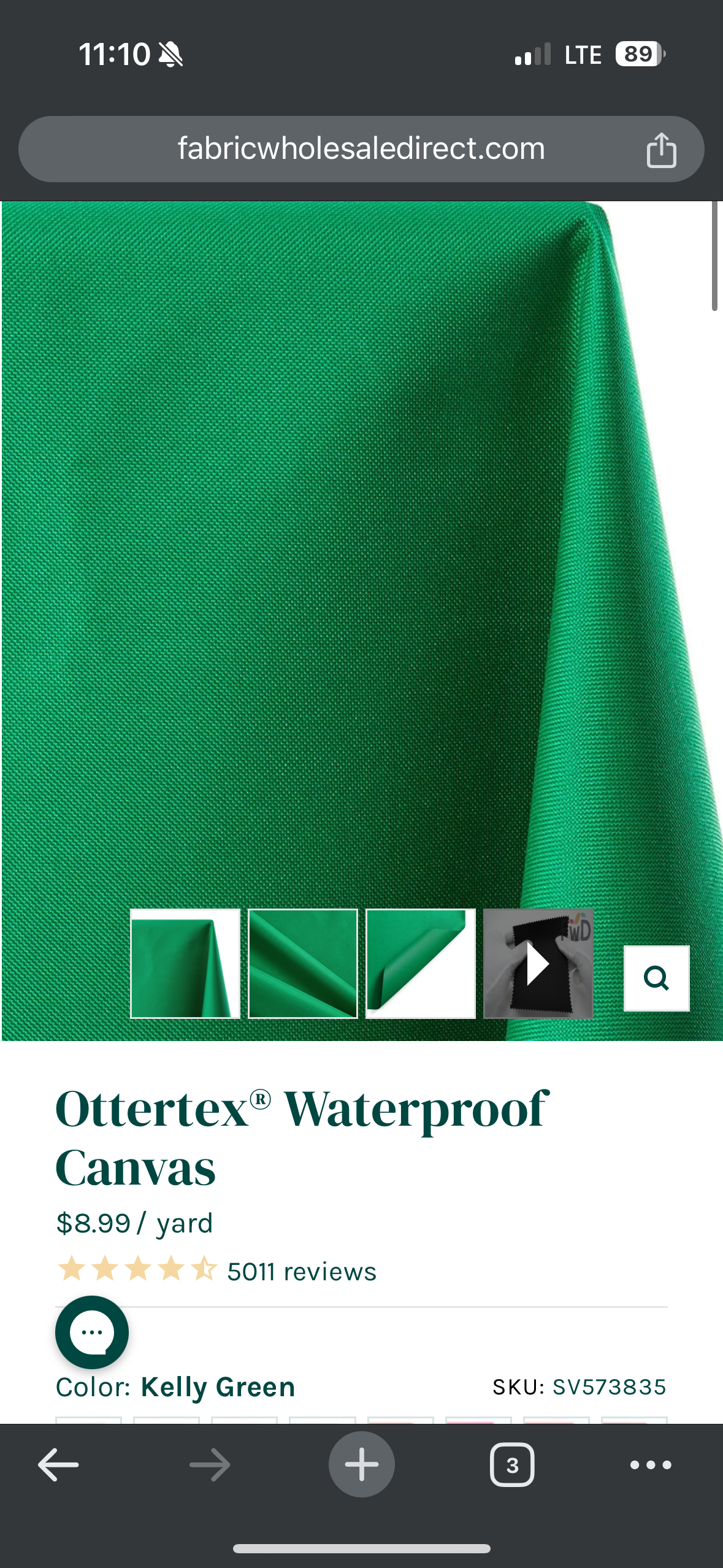 Ottertex Waterproof Canvas - Kelly
