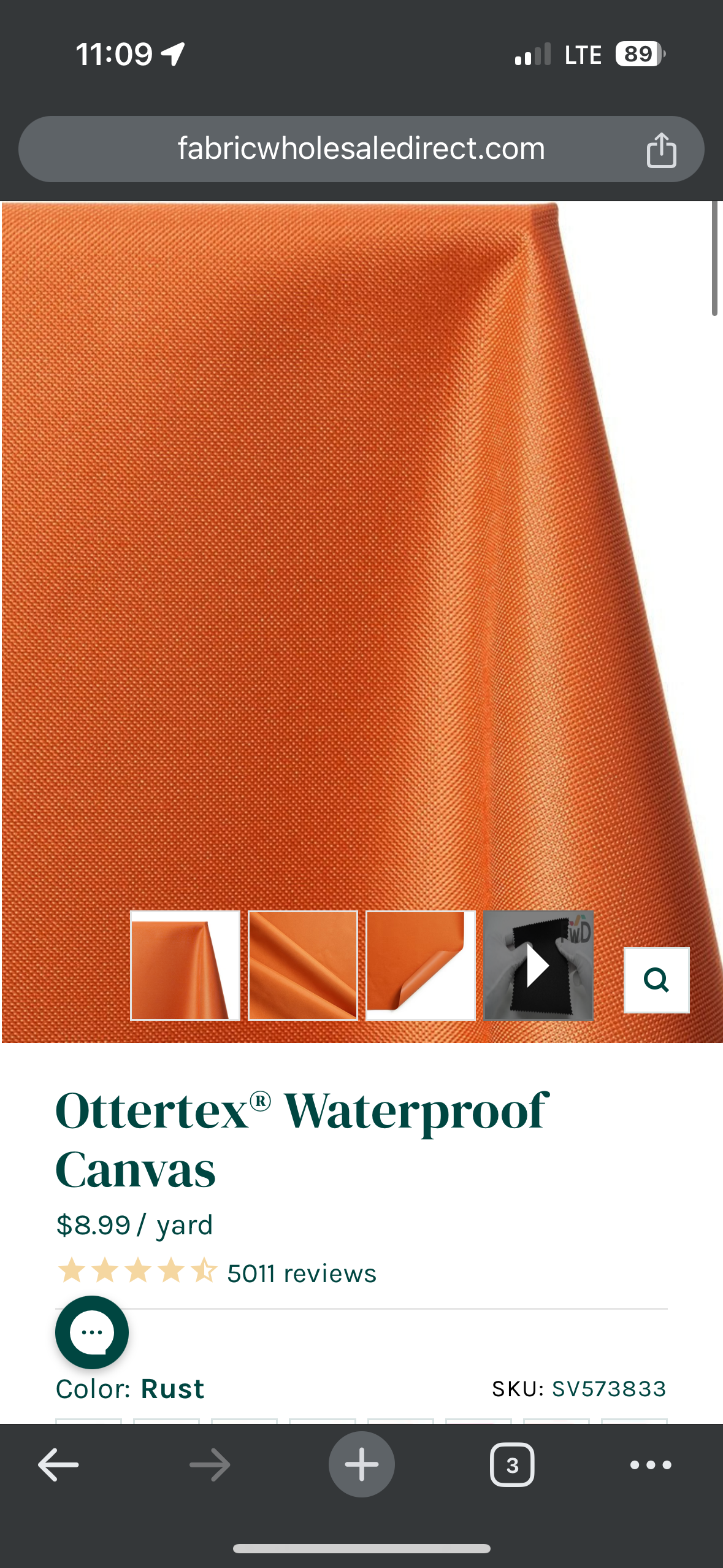 Ottertex Waterproof Canvas - Rust