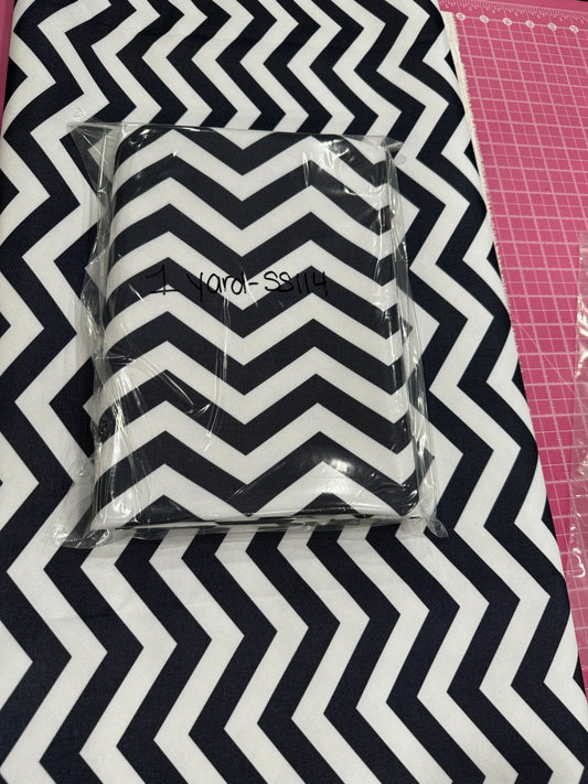 Ottertex Waterproof Canvas - Navy Zig Zag Print