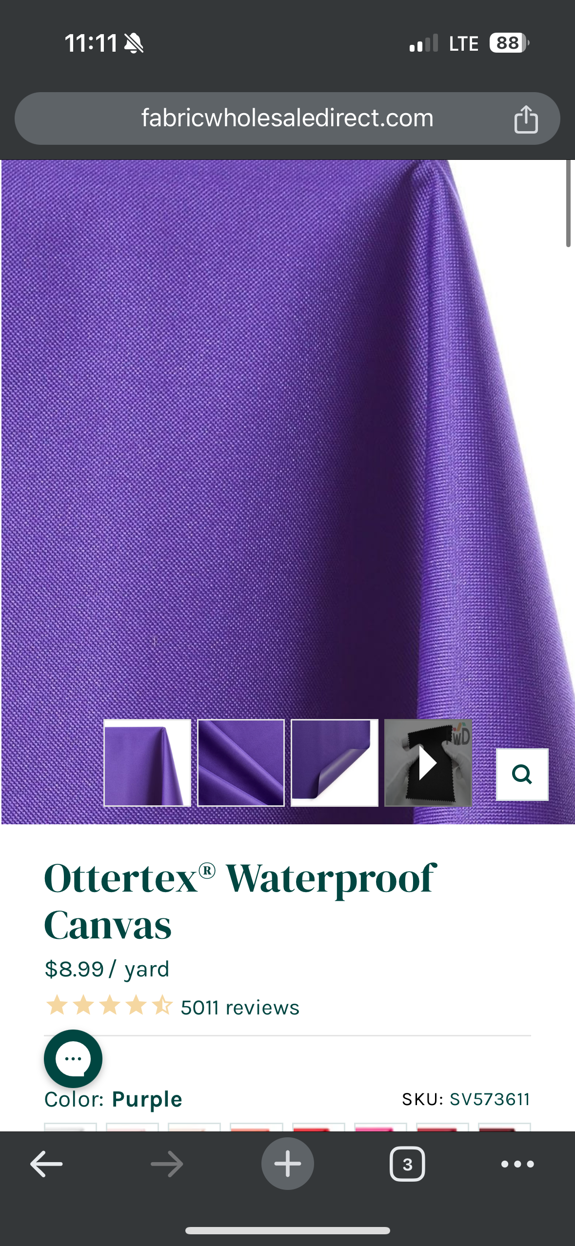 Ottertex Waterproof Canvas - Purple