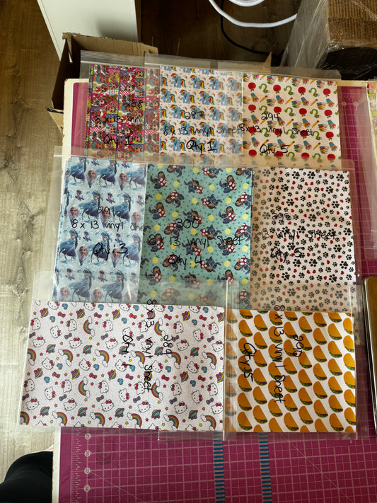 Vinyl sheet pack - 25 sheets **see photos for exact sheets and quantities**