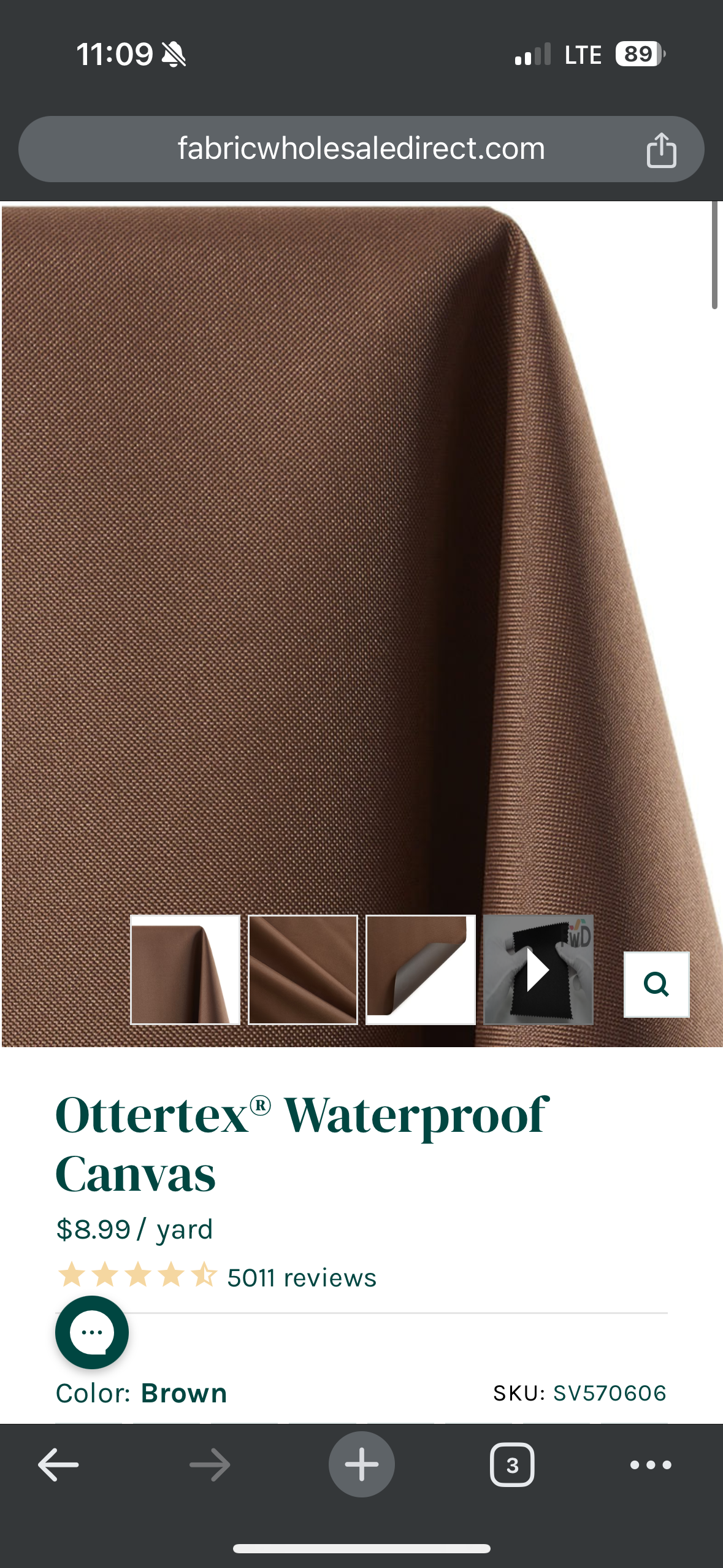 Ottertex Waterproof Canvas - Brown