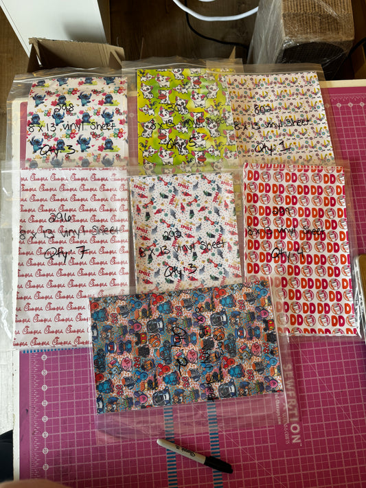 Vinyl sheet pack - 25 sheets **see photos for exact sheets and quantities**