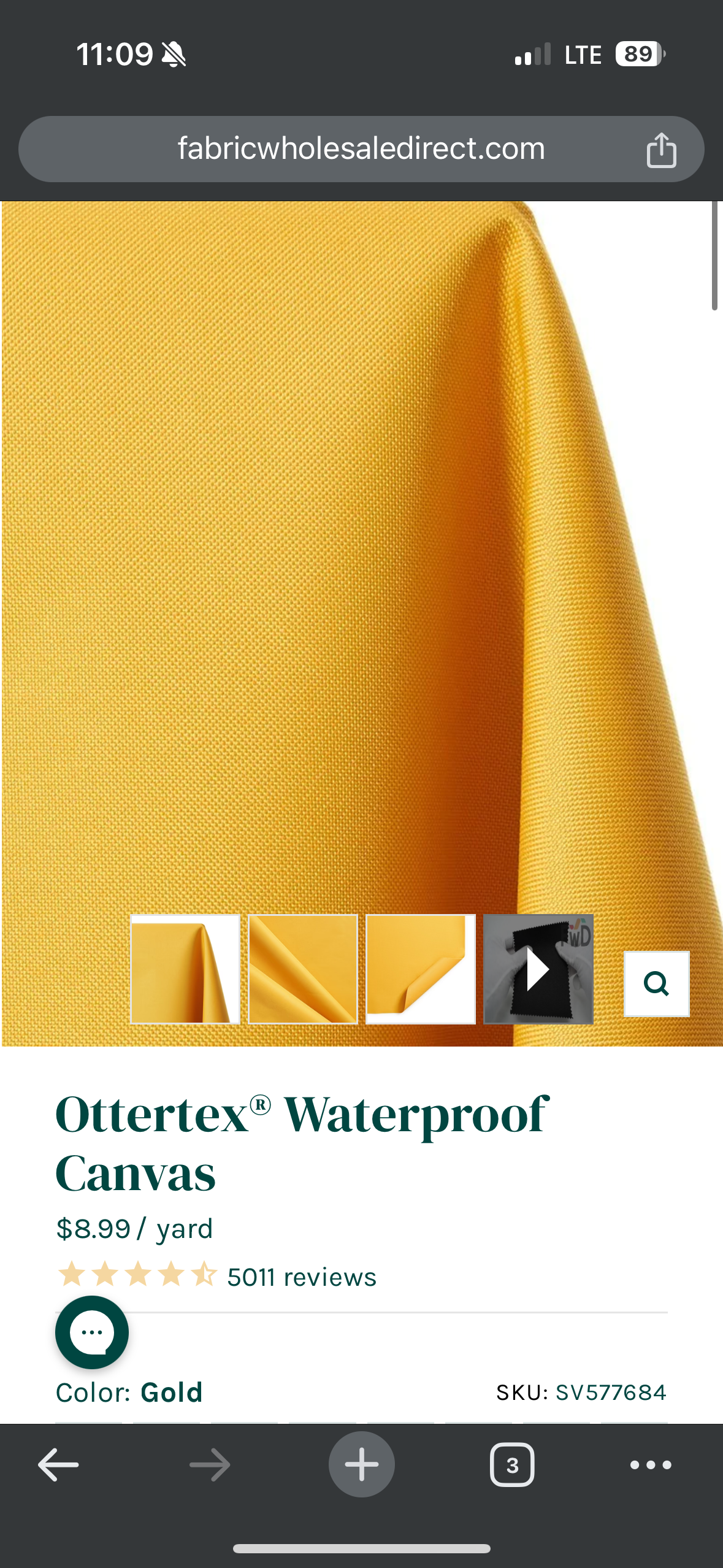 Ottertex Waterproof Canvas - Gold