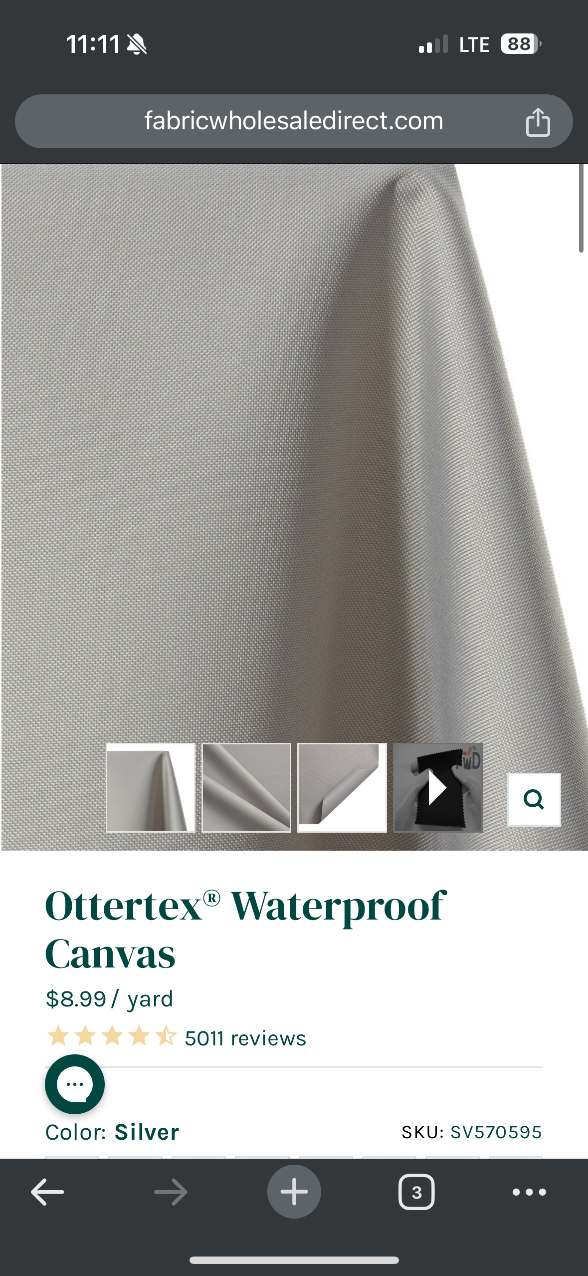 Ottertex Waterproof Canvas - Silver