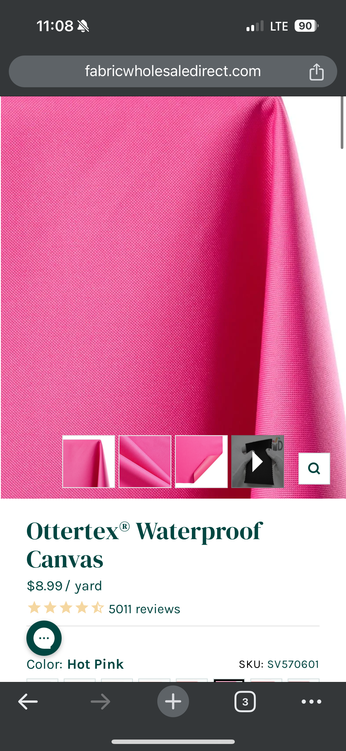 Ottertex Waterproof Canvas - Hot Pink