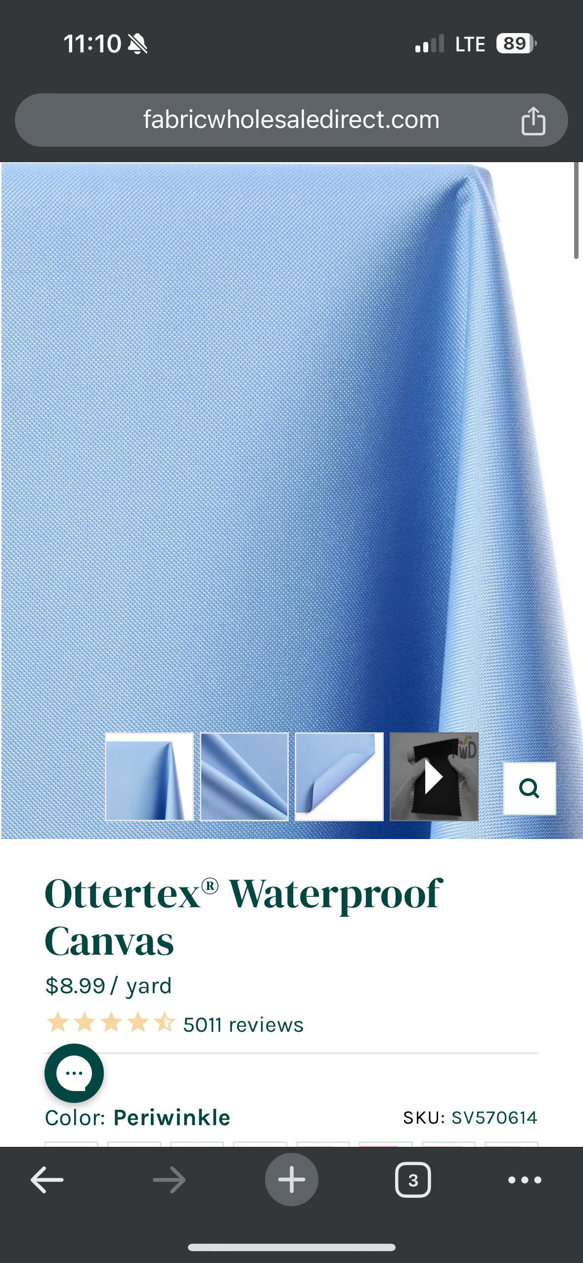 Ottertex Waterproof Canvas - Periwinkle