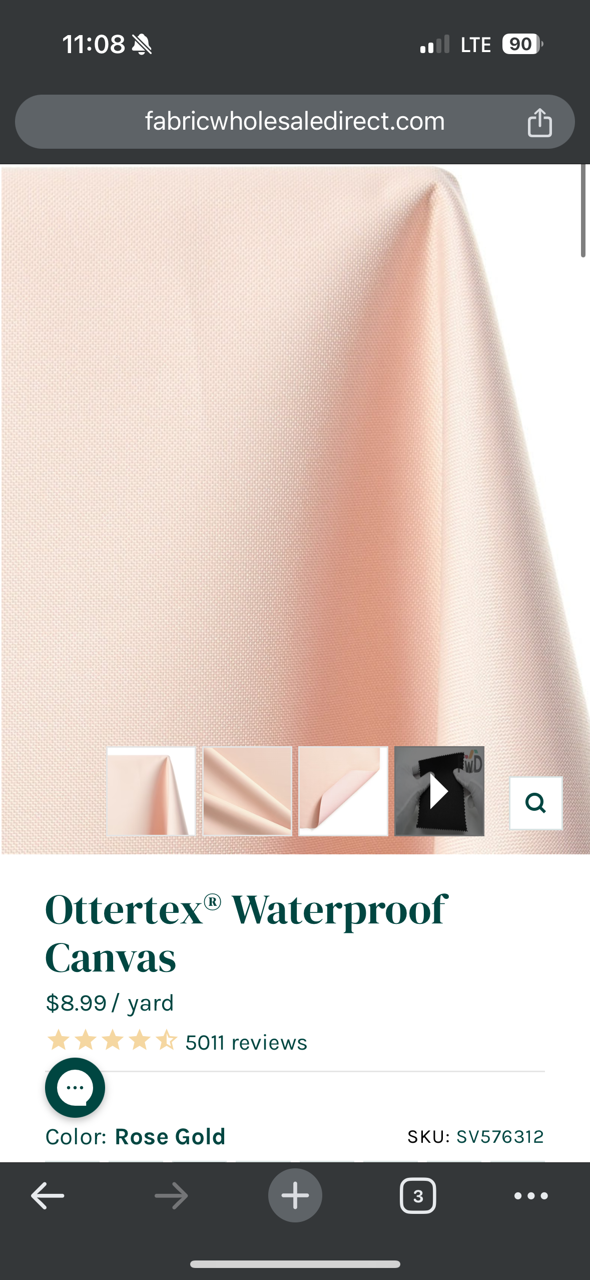 Ottertex Waterproof Canvas - Rose Gold