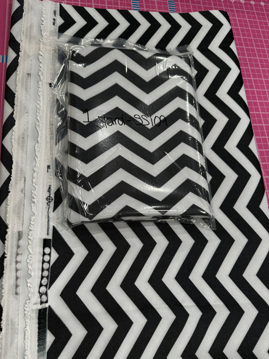 Ottertex Waterproof Canvas - Black Zig Zag Print