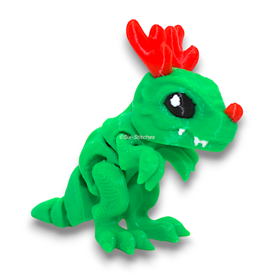 Holiday T-Rex with antlers